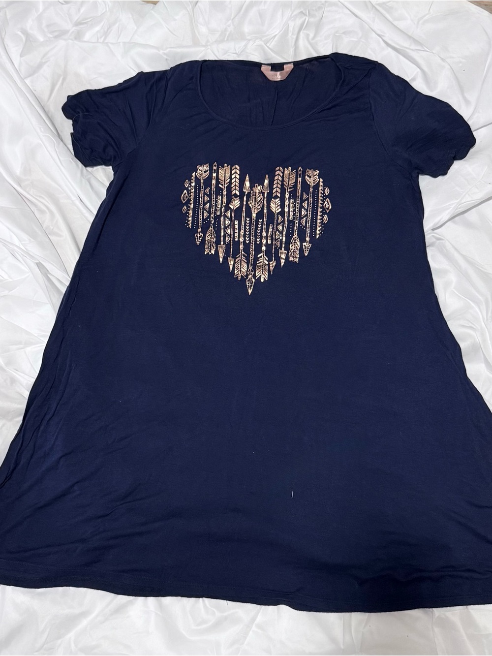 SJS 2X Navy Arrow Heart Graphic Swing Dress